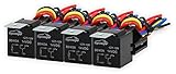 4 Pack - EPAuto 30/40 AMP Relay Harness Spdt 12V Bosch Style
