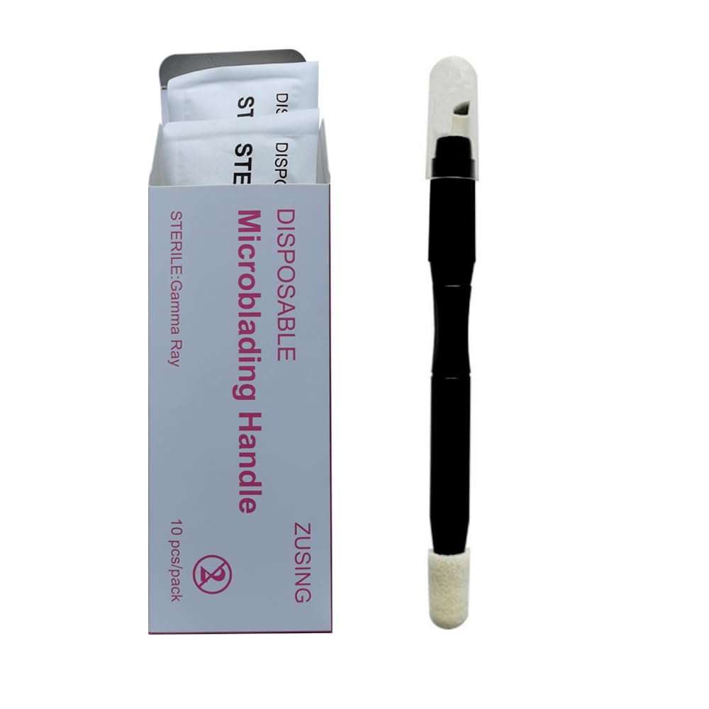 ZUSING Very Sharp Disposable Microblading Pens 12 Pins And Pigment Brush Microblading Pen Disposable 10 pcs/pack (Black)
