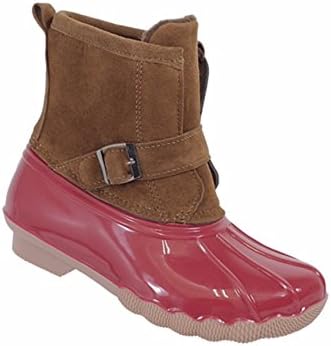 Gavin-101K Girls 2 Tone Rain Boots with Suede Shaft Coral 11 Size 4