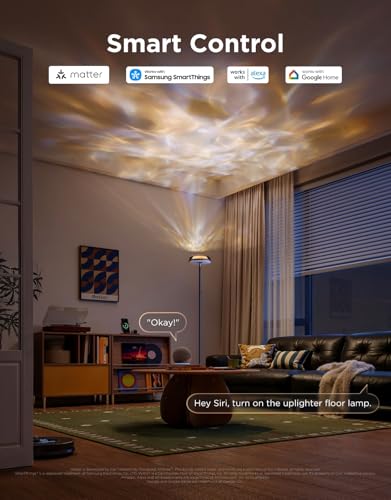 Govee Uplighter Floor Lamp with Nebula Effect, RGBIC Projector, Floor Lamp for Living Room, Compatible with SmartThings, Alexa and Matter, Corner Floor Light, Warm Cool White Standing Lamp