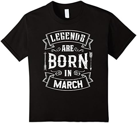 Kids Legends Are Born In March Birthday Gift Shirt. 12 Black