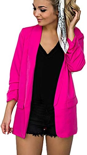 Womens Solid Long Sleeve Blazer Open Front Cardigan AmyDong Casual Jacket Coat Tops Blouse