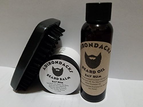 All Hair Types Beard Oil 2oz + Balm 2 oz + Beard Brush for Men Alcohol-Free