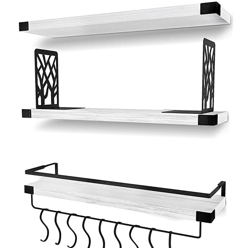 Scandic Decor Rustic Floating Shelves for Wall Set of 3 Pine Wood