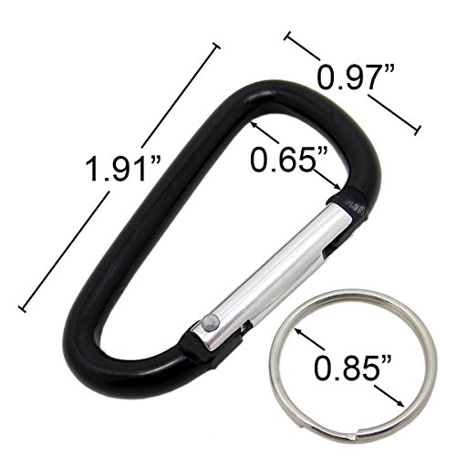 QY 10PCS D Shape 1.91 Inch Long Spring Snap Hook Rings Aluminum Alloy Keychain Clip Buckle With Keyring Classy Black Color