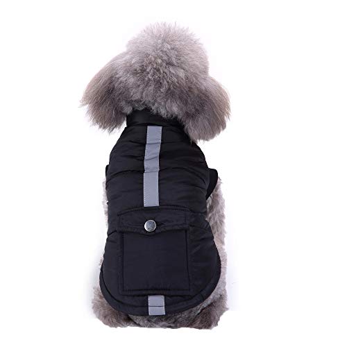 Dog Pet jacket Pet Dog Cat Puppy Winter Warm Clothing Reflective Costume Jacket Coat Apparel Coat Panda Small Dogs Pet Garment T Shirt For Small Dog Cat Puppy Rabbit Pig Warm Outfits (Black, M) - Thumbnail 7