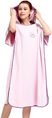 Homeself Changing Robe Towel, Portable Quick-Drying Surf Beach Hooded Poncho Robe, Compact & Light Weight, One Size Fits All (Pink)