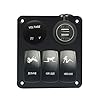 TEQStone-MarineBoat-Car-Switch-Panel-3-Gang-with-1-Charger-With-2-USB-Slot-and-a-Voltage-Monitor-Blue-LED-Light-5pin-Onoff-Rocker-Switch