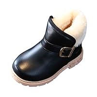 Orfilaly Kids Baby Ankle Boots Winter Warm Faux Fur Lined Snow Boot Outdoor Casual Waterproof Leather Boots Shoes for 1-11 Y