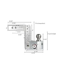 Weigh Safe WS4 2, enganche de caída de 4.0 in con vástago de 2.0 in, enganche de remolque de aluminio ajustable y soporte de bolas con escala integrada, 2 bolas de acero inoxidable (2" y 2 5 16") y un candado de llave de doble pin