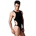 YiZYiF Men's Leotard Sport Undercloth Thong Bodysuit Buckled Open Jumpsuit Pants Black