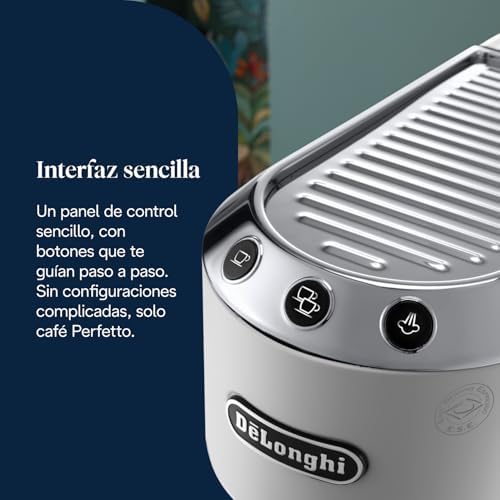 De'longhi dedica - cafeteira com bomba de aço inoxidável para café moído ou cafeteira de dose única, cafeteira expresso e cappuccino, tanque de 1,3 litros, sistema anti-gotejamento, ec685.w, branco