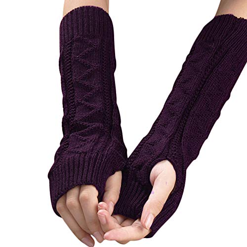 Clearance! Teresamoon Women Winter Wrist Arm Warmer Knitted Keyboard Long Fingerless Gloves Mitten