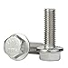 M6 x 12mm Flanged Hex Head Bolts Flange Hexagon Screws, 304 Stainless Steel 18-8, Plain Finish, 25 PCS