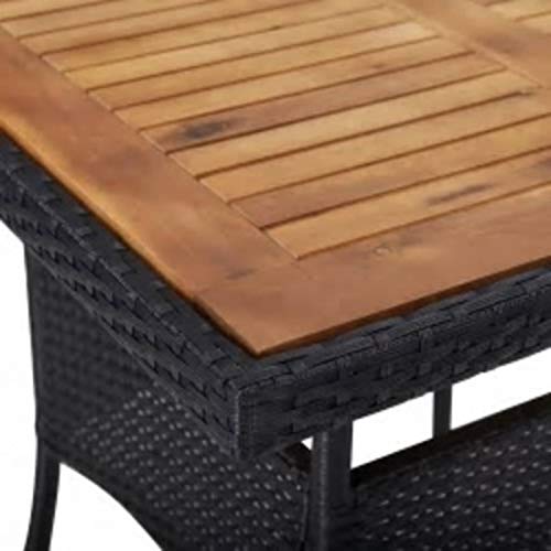 Tidyard 3-tlg. Garten Essgruppe Poly Rattan Sitzgruppe 2 Stühle Gartentisch Gartenmöbel Sitzgarnitur Set Gartengarnitur Gartenmöbel Schwarz Poly Rattan und Akazienholz – Bild 8