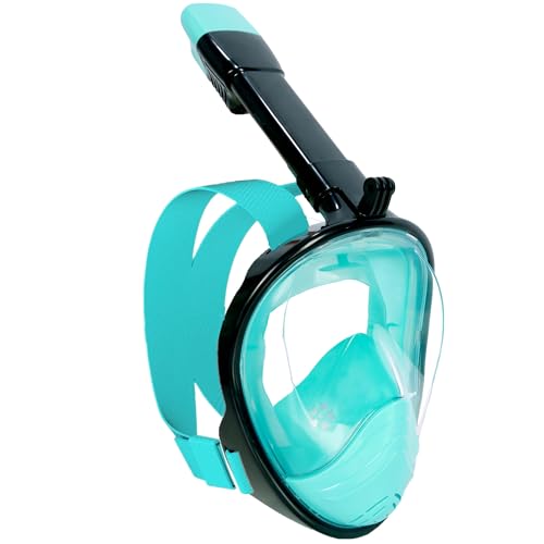 Snorkel Mask Full Face,Snorkeling Mask Set for Adults and Youth with Detachable Camera Mount Design,Panoramic Snorkeling Gear,Diving Mask with Anti-fog and Anti-leak Technology(BlackGreen S/M) — image 1