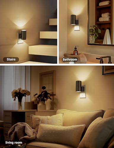 Night Lights Plug into Wall, Dimmable Night Light Plug in, Modern Night Lights with Dusk to Dawn Light Sensor, Soft White 3000K, 0-100LM Adjustable Brightness Nightlight for Hallway Bedroom, 2 Pack