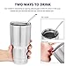 YOUKE OLA Stainless Steel Tumbler 30oz - Vacuum Insulated Tumbler Coffee Cup Double Wall Large Travel Mug with Lid, Straw, Brush, Gift Box Set (Silver, 30oz-4 Pack)