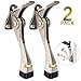 Rubber Door Stoppers for Bottom of Door - 2 Pack Door Stop Wedge with Holder for Home Office Stackable on Multi Floor Carpet Concrete Tile Linoleum & Wood Heavy Duty Doorstop No Sliding Drilling Black