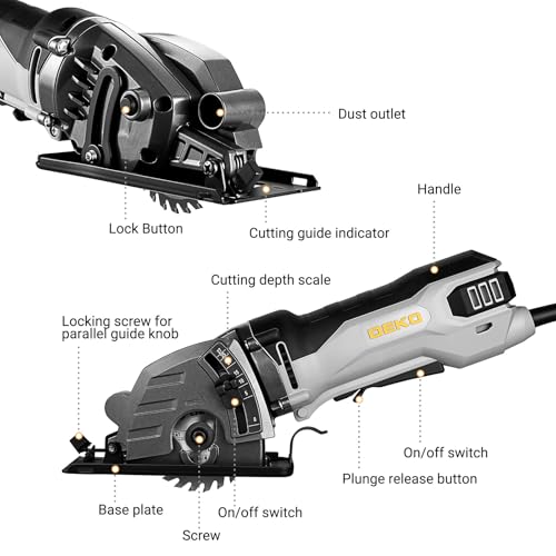 Mini Circular Saw 600W: DEKOPRO Compact Electric Circular Saws 5500 RPM with 3 Blades(85mm),Scale Ruler, Adjustable Depth to 27mm– Small Circular Saw Mini Saws for Wood, Soft Metal, Tile, Plastic
