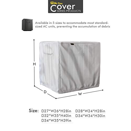Mr.You Square Air Conditioner Cover Heavy Duty Waterproof Durable for Winter Outdoor 8 YR Warranty Year Around Protection Silver D26W27H28in