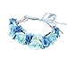 Vivivalue Rose Flower Crown Boho Flower Headband Hair Wreath Floral Headpiece Halo with Ribbon Wedding Party Festival Photos Blue