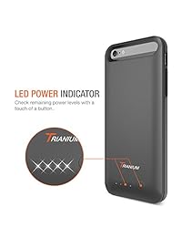 Carcasa para batería de iPhone 6 6S, cargador portátil para iPhone Trianium, Carcasa para batería de iPhone 6 iPhone 6S (4,7 pulgadas), Módulo de carga   3200 mAh, pack de batería extendida, carcasa de batería Juice Bank [MFI Certificado por Apple], Negro