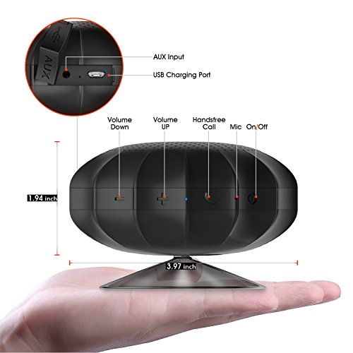 Parikaras Bluetooth Shower Speaker - IP65 Water Resistant Wireless Speaker with Suction Cup, 5W Driver, Build-in Microphone for Hands-Free, 2200MAH Battery 10 Hours Playtime for Bathroom Electronics, Portable Audio & Video, Portable Speakers & Docks, Portable Bluetooth Speakers