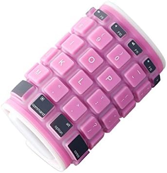 dizauL Universal Foldable Waterproof Silicone Wireless Bluetooth Keyboard, Pink