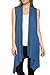 Azules Womens Solid Color Sleeveless Asymetric Hem Open Front Cardigan (X-large, Indigo)