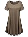 BELAROI Womens Comfy Swing Tunic Short Sleeve Solid T-Shirt Dress (M, Khaki)
