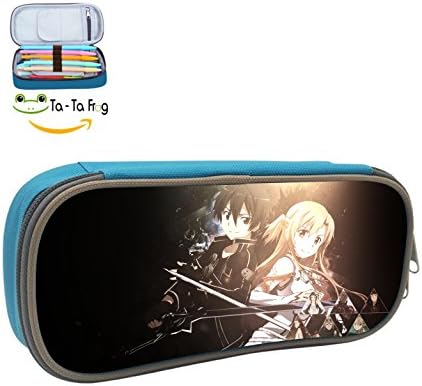 Anime Sword Art Online Pencil Case Pen Bag Durable Students Best Choice Stationery With Double Zipper blue