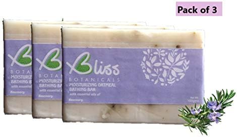 Bliss Botanicals Moisturizing Oatmeal and Rosemary Soap (Pack of 3 x 100 gms) | Dry to Normal Skin | SLS & Paraben Free