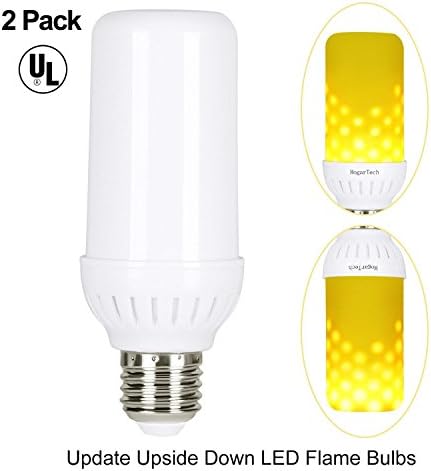 LED Flame Bulbs, HogarTech Flickering Flame Effect Light Bulb E26 Base, UL Listed, Fire Upside Down, Simulated Atmosphere Lighting for Hotel/Pathway/Festival Decoration - Upgraded Lamp 2 Pack