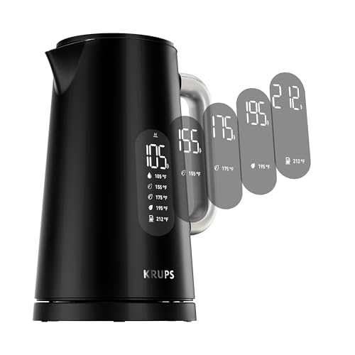 Photo 1 of KRUPS Smart Temp Electric Kettle: 1.7L Capacity, 5 Precise Temperature Settings, Digital Display, Cool-Touch Exterior, Cordless Design for Tea and Coffee Lovers