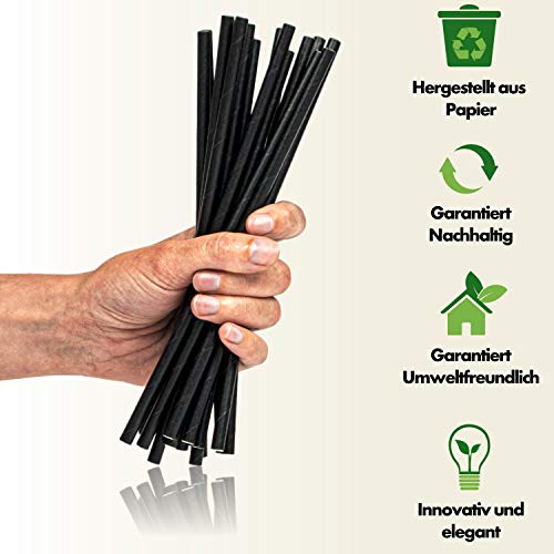 Kögler - 500 Stück Strohhalme aus Papier in schwarz (100% recycelbar) - Natur Einweg Trinkhalme biologisch abbaubar… – Bild 3