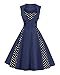 Killreal Women's Sexy A-Line Sleeveless Casual Cocktail Vintage Dress with Polka Dot Print Dark Blue Medium
