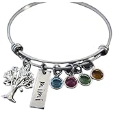 Personalized Grandma Mom Bracelet Charm Bangle Family Tree Jewelry