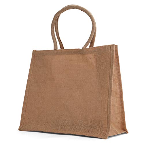 Jute Burlap Tote Bags Natural Burlap Bags with Cotton Handles