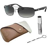 Ray-Ban RB3445 Rectangle Shaped Sunglasses for Men & Women with Official RAYBAN Eyewear Kit