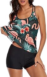 Omichic Women's Loose Tankini Top with Boyshorts