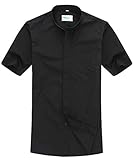 IvyRobes Men's Tab-Collar Short Sleeves Clergy Shirt Black