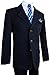 Boys Pinstripe Suit in Grey with Matching Tie Size 2-20 (12, Dark Navy Blue)