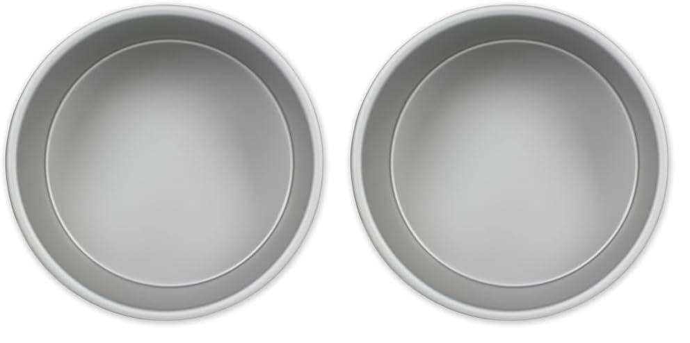 PME RND062 Anodised Aluminium Round Cake Pan 6 x 2-Inch Deep, Silver (Pack of 2)