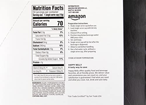 AMAZON BRAND – HAPPY BELLY CAPPUCCINO COFFEE PODS COMPATIBLE WITH K CUP BREWERS, LIGHT ROAST, CARAMEL FLAVORED, 24 COUNT, 12.72 OUNCE (PACK OF 1)