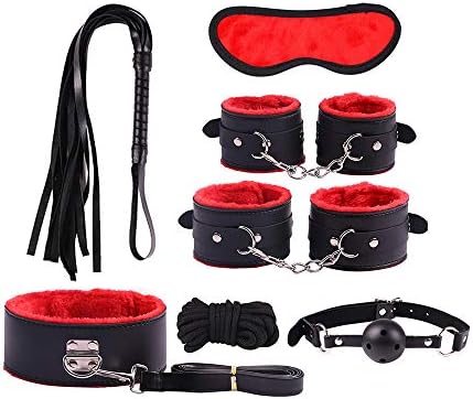 happinesssale Bundled Binding Set Leather 7 Pcs Cosplay Toy as A Gift for Couples in Passionate Bedroom