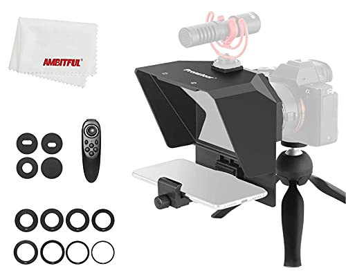 Ambitful Pronstoor Teleprompter Kit Portable Inscriber Mobile Phone Artifact Video With Remote Control For And Dslr Recording (Mini Teleprompter+Mini Tripod)