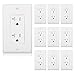 Maxxima 20A Tamper Resistant Duplex Receptacle - Standard Decorative Electrical Wall Outlet, Child Proof Safety, Contractor Pack, 20 Amp, White Wall Plates Included - 10 Pack