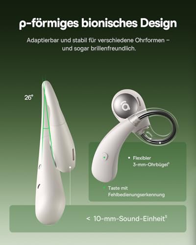 Eli Sport2 Open Ear Kopfhörer, Open Ear Headphones Sport mit S-Komfortkurve, 45H Playtime, SuperBass 2.0, IPX7, Bluetooth 6.0, 4-Mic KI-klare Anrufe, Sportkopfhörer für Fitness Laufen