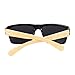 WISH CLUB Wood Square Handmade Sunglasses UV 400 Lenses Classical Style for Women and Men Adults Wooden Bamboo Vintage Light Retro Glasses (Grey)